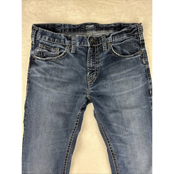 Silver Jeans Mens 34x32 Blue Eddie Straight Pants Denim Western Casual - Picture 2 of 11